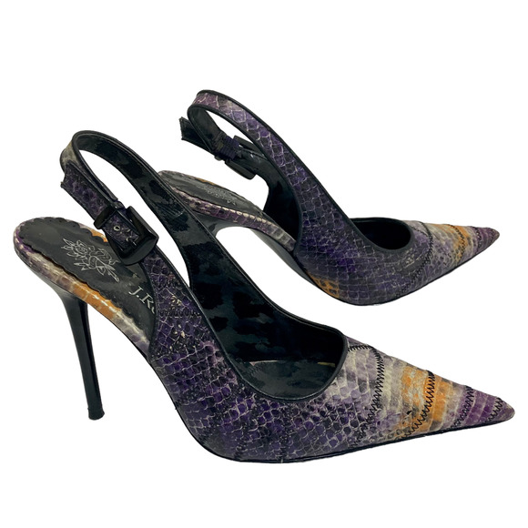 J. Renee snakeskin leather embossed slingback high heel pump ladies size 6